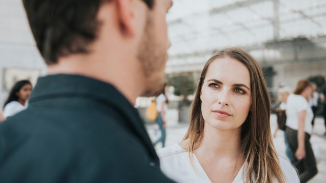 Woman doubting man
