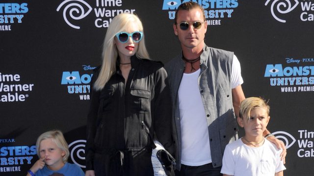Gwen Stefani, Gavin Rossdale, and their sons Zuma and Kingston at the premiere of "Monsters University" in 2013