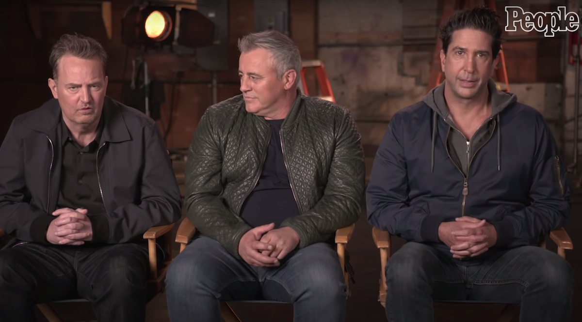 Matthew Perry, Matt LeBlanc, and David Schwimmer being interviewed by "People"