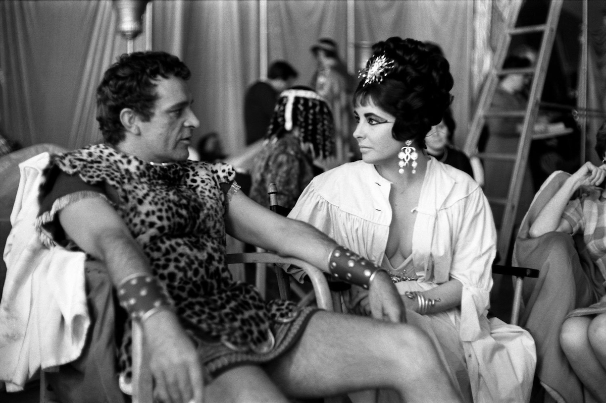 Richard Burton and Elizabeth Taylor on the set of "Cleopatra" in 1962