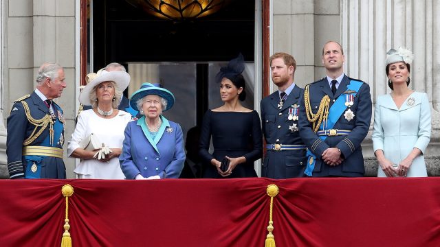 Members of the Royal Family on the balcony of Buckingham Palace
