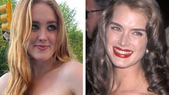 Brooke Shields and her daughter Rowan wearing her dress to prom