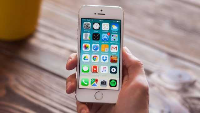 WROCLAW, POLAND - APRIL 12, 2016: Apple iPhone SE smartphone
