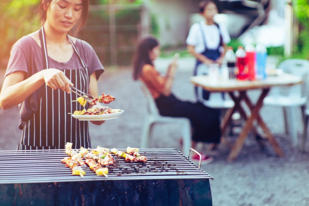 Woman grilling
