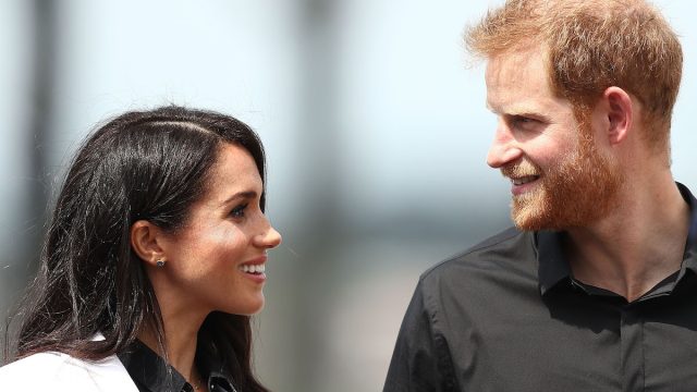 Meghan and Harry during the JLR Drive Day at Cockatoo Island on October 20, 2018 in Sydney, Australia.