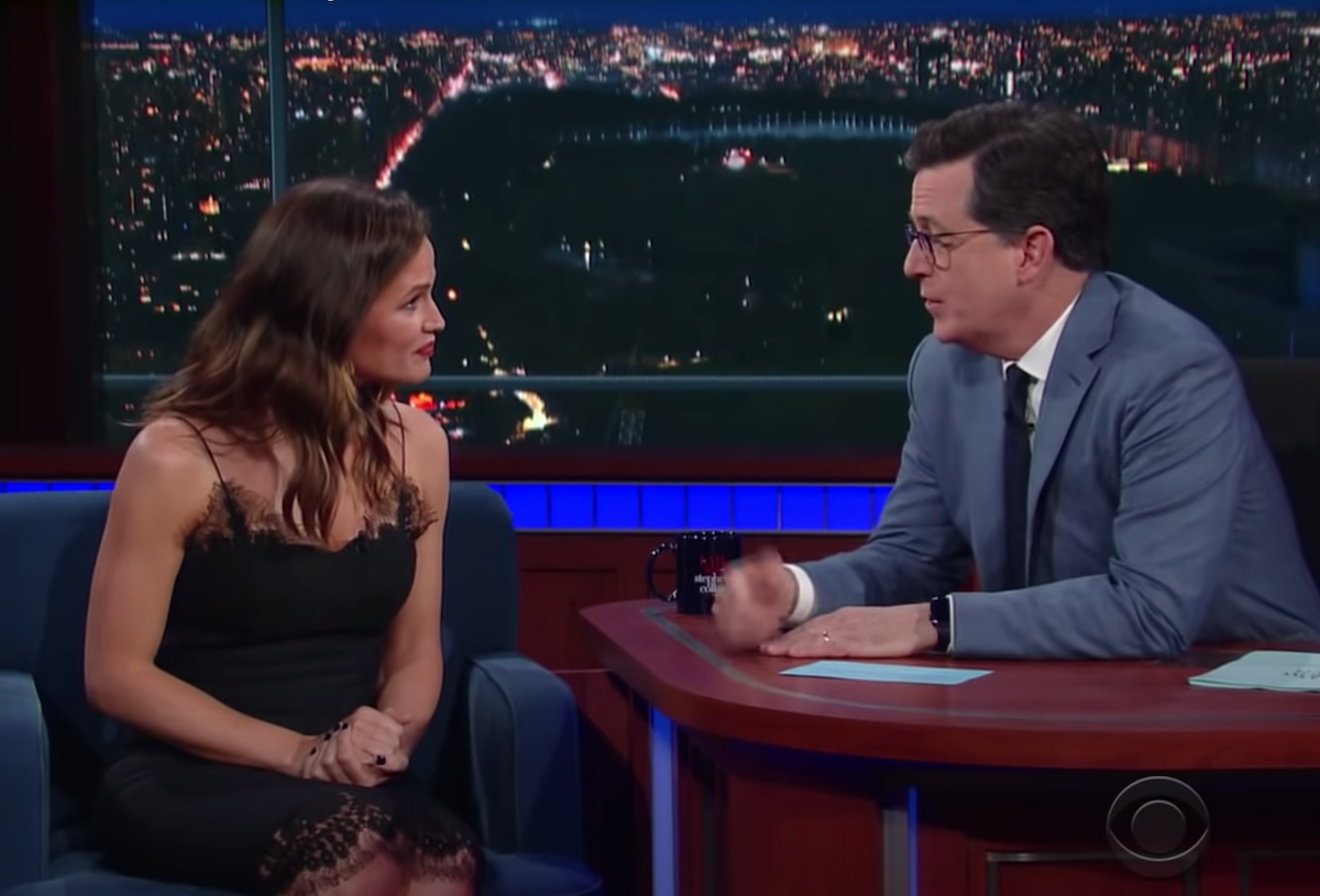 Jennifer Garner on "The Late Show" in 2017