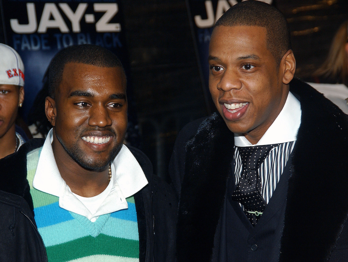 Kanye West and Jay-Z at the premiere of "Fade to Black" in 2004