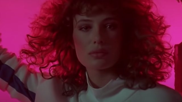 Kelly LeBrock Weird Science still pink background