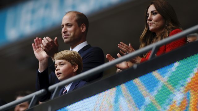 Prince George, Prince William, and Kate Middleton at the Euro 2020 final in July 2021
