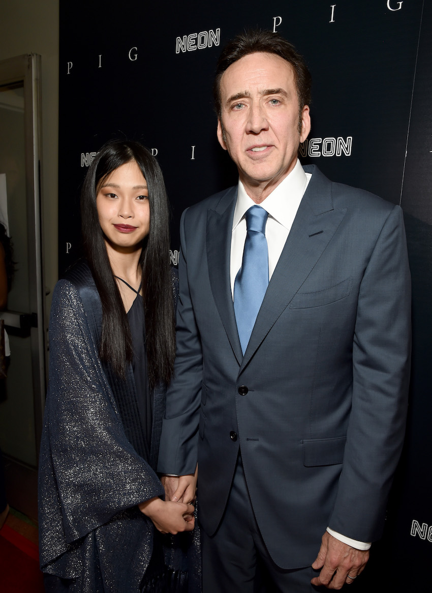 Riko Shibata and Nicolas Cage at the premiere of "Pig" in July 2021