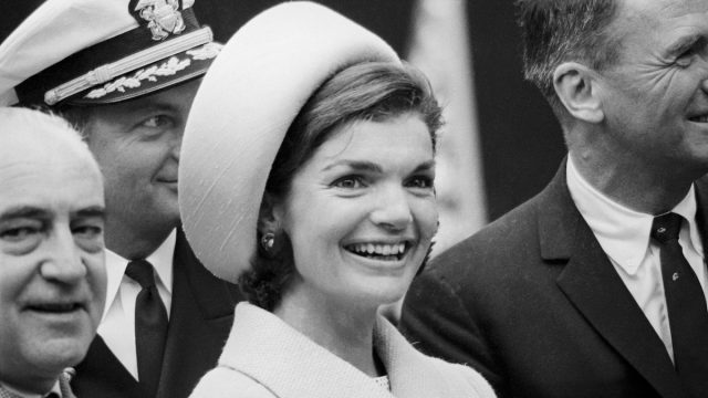 Jacqueline Kennedy at the launching of the USS Lafayette submarine in 1962
