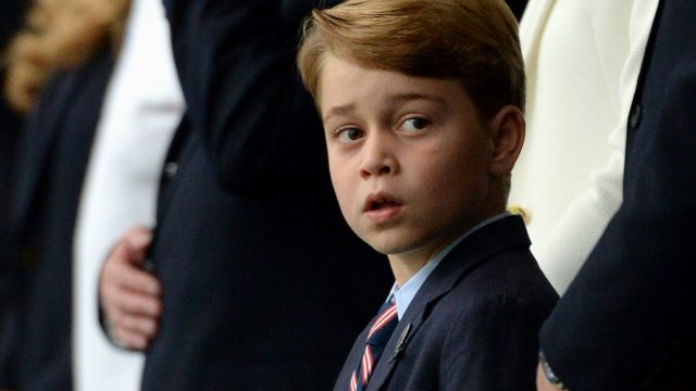 Prince George of Cambridge seen in the stands prior to the UEFA Euro 2020 Championship Final between Italy and England at Wembley Stadium on July 11, 2021 in London, England.