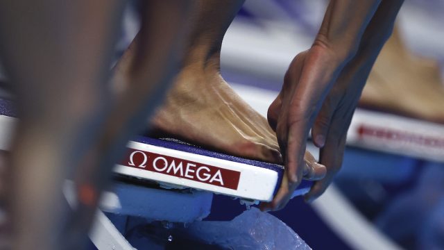 A swimmer prepares at the start in a preliminary heat for the Women’s 800m freestyle during Day Six of the 2021 U.S. Olympic Team Swimming Trials at CHI Health Center on June 18, 2021 in Omaha, Nebraska.