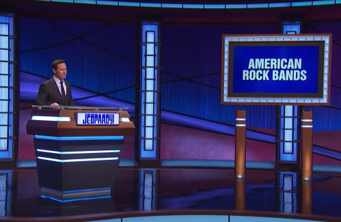 Mike Richards hosting "Jeopardy!" in March 2021