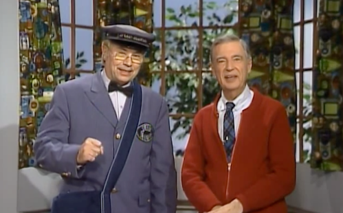Mr. McFeely and Mr. Rogers on "Mister Rogers Neighborhood"