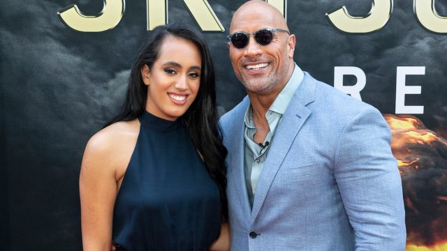 Simone and Dwayne Johnson at the premiere of "Skyscraper" in 2018