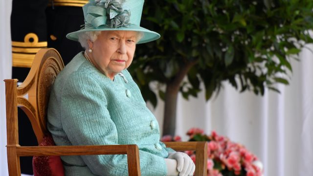 Queen Elizabeth II attends a ceremony to mark her official birthday at Windsor Castle on June 13, 2020 in Windsor, England.