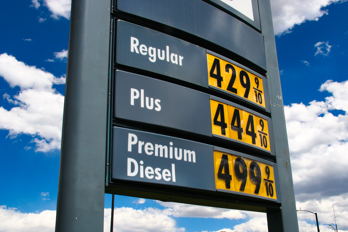 High gas prices on sign