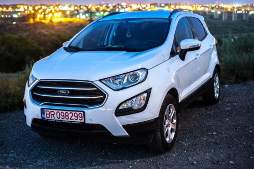 a white Ford EcoSport car