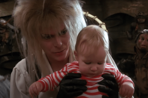 Toby Froud and David Bowie in "Labyrinth"