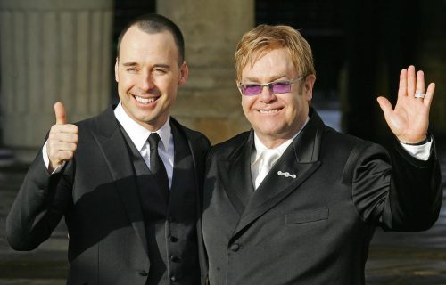 David Furnish and Elton John at the their civil ceremony in December 2005