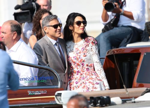 George Clooney and Amal Alamuddin the day after their wedding in Venice, Italy in September 2014