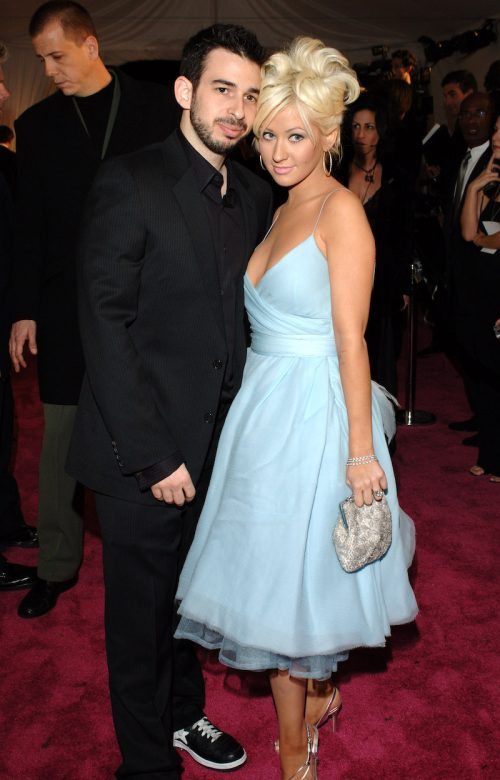 Jordan Bratman and Christina Aguilera at the Elton John AIDS Foundation Oscar Party in 2005