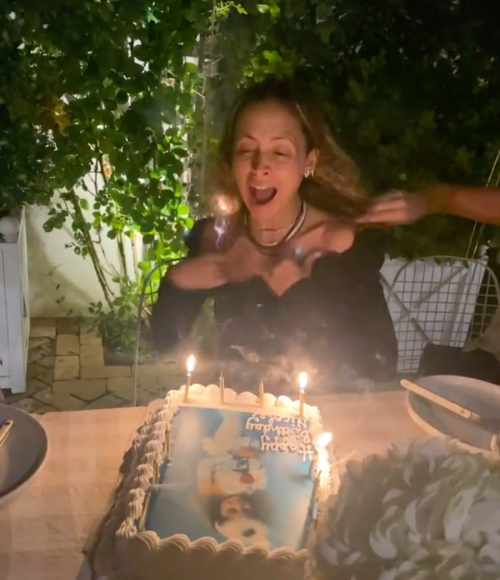 Nicole Richie blowing out the candles on her birthday cake on September 21, 2021
