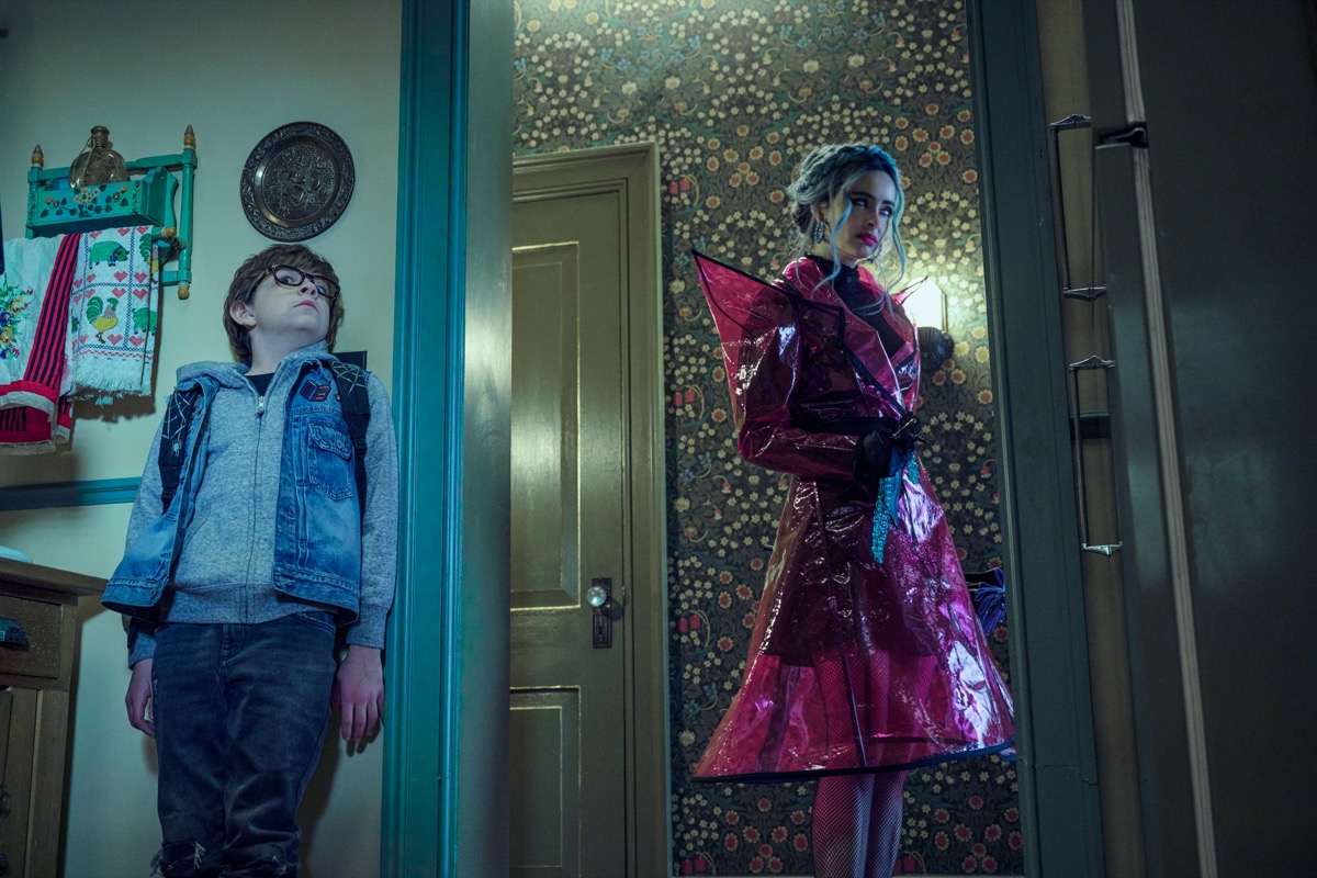 Winslow Fegley and Krysten Ritter in Nightbooks