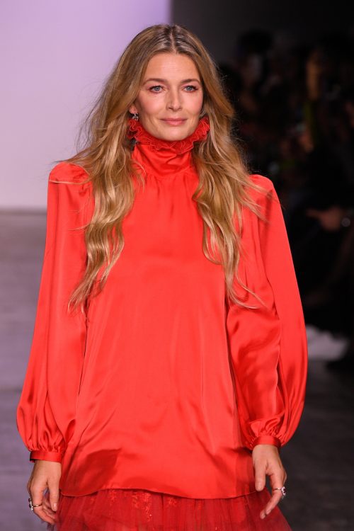 Paulina Porizkova walking the runway for Jiri Kalfar during New York Fashion Week in February 2019