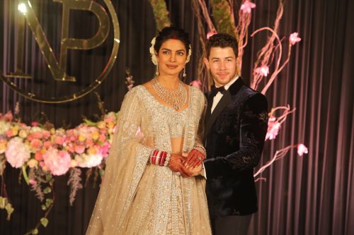 Priyanka Chopra and Nick Jonas at their wedding reception in New Delhi, India in December 2018