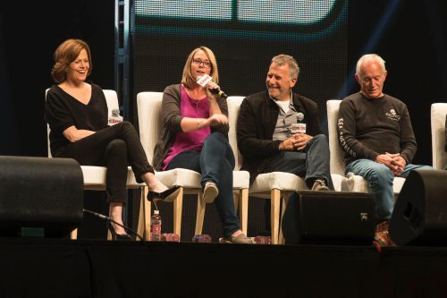 Sigourney Weaver, Carrie Henn, Paul Reiser and Lance Henriksen at the Calgary Comic and Entratainment Expo on April 26, 2014