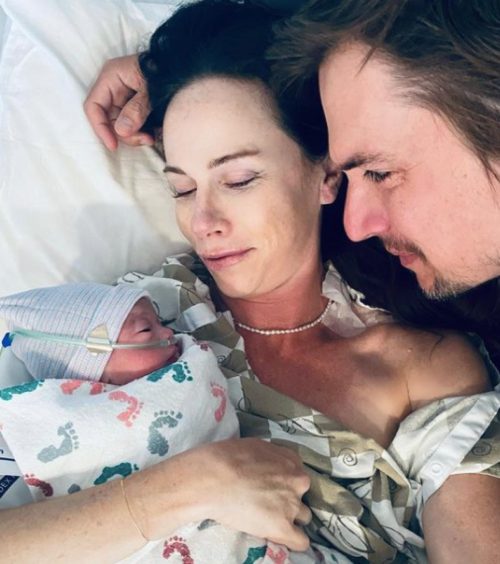 Barbara Bush with new baby