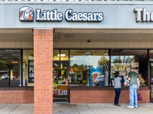 the exterior of a Little Caesars restaurant