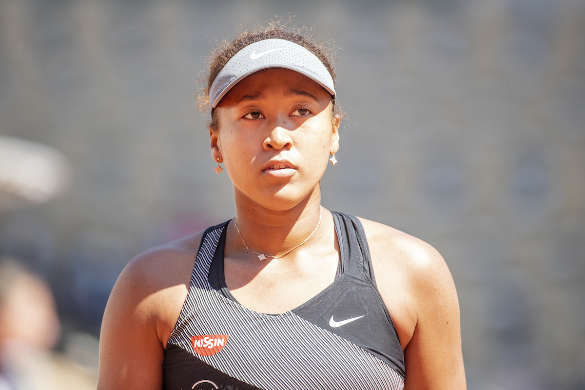 Naomi Osaka of Japan during her match against Patricia Maria Tig of Romania in the first round of the Women's Singles competition on Court Philippe-Chatrier at the 2021 French Open Tennis Tournament at Roland Garros on May 30th 2021 in Paris, France.