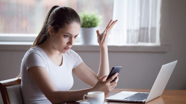 Woman frustrated with wireless service