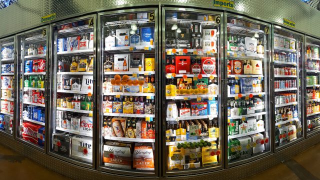 Beer fridge at retail store