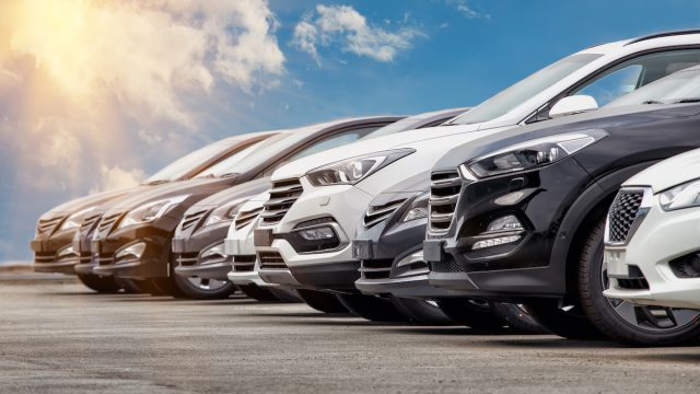 Row of new cars for sale