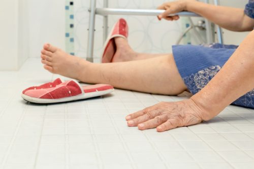 elderly falling in bathroom because slippery surfaces