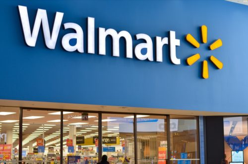 Toronto, Canada, 2020. Walmart storefront. Walmart Inc. is American retail corporation operates hypermarkets, discount department and grocery stores. Fortune 500 company, also largest employer in USA