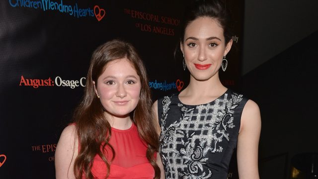 Emma Kenney and Emmy Rossum at a screening of "August: Osage County" in 2013