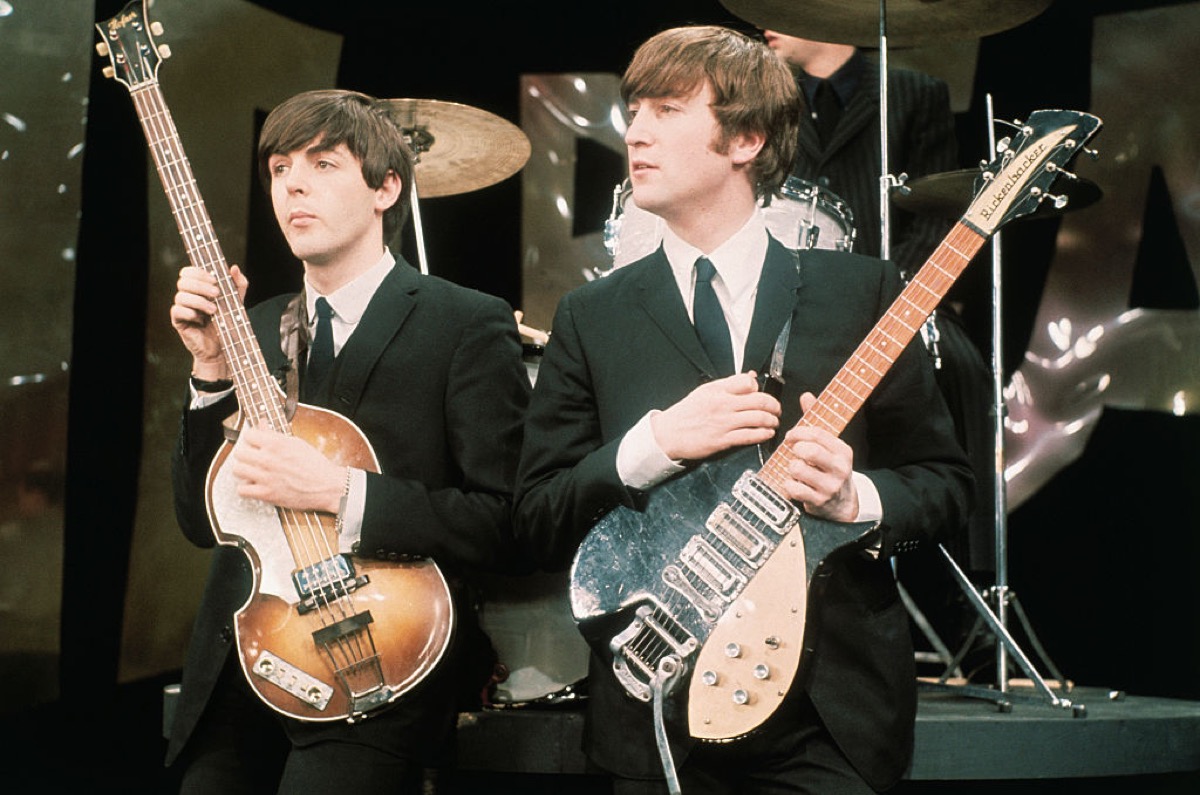 john lennon and paul mccartney performing on the ed sullivan show