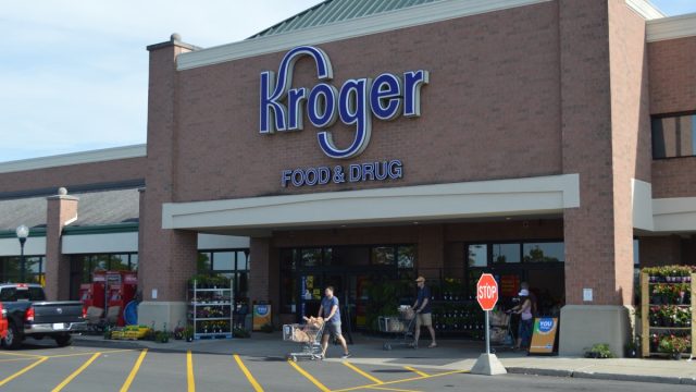 exterior of a kroger supermarket during daylight hours
