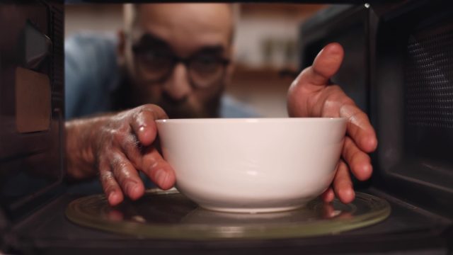 taking bowl out of microwave