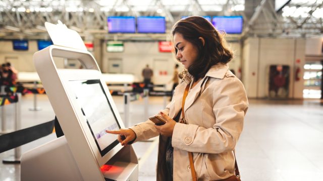 Woman checking in at the airport
