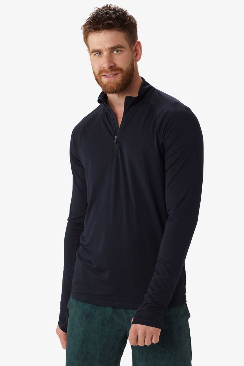 A man wearing a base layer shirt