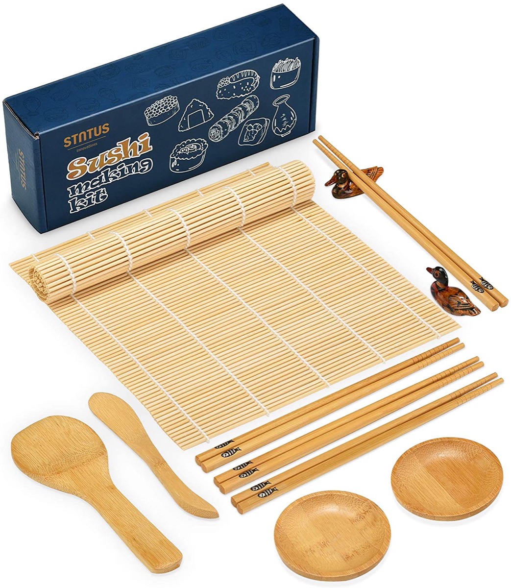 Sushi kit on white background