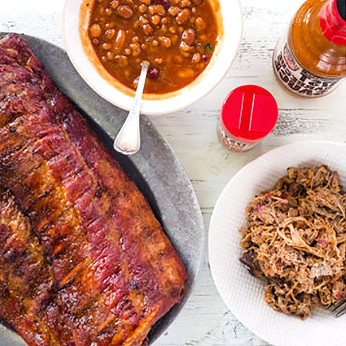 Barbecue ribs, pulled pork, and chili