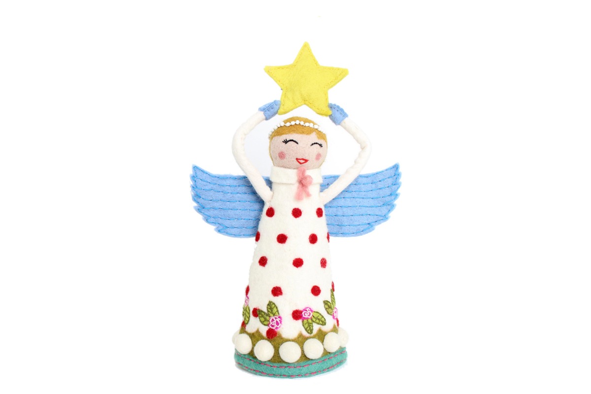 Hand felted angel tree topper