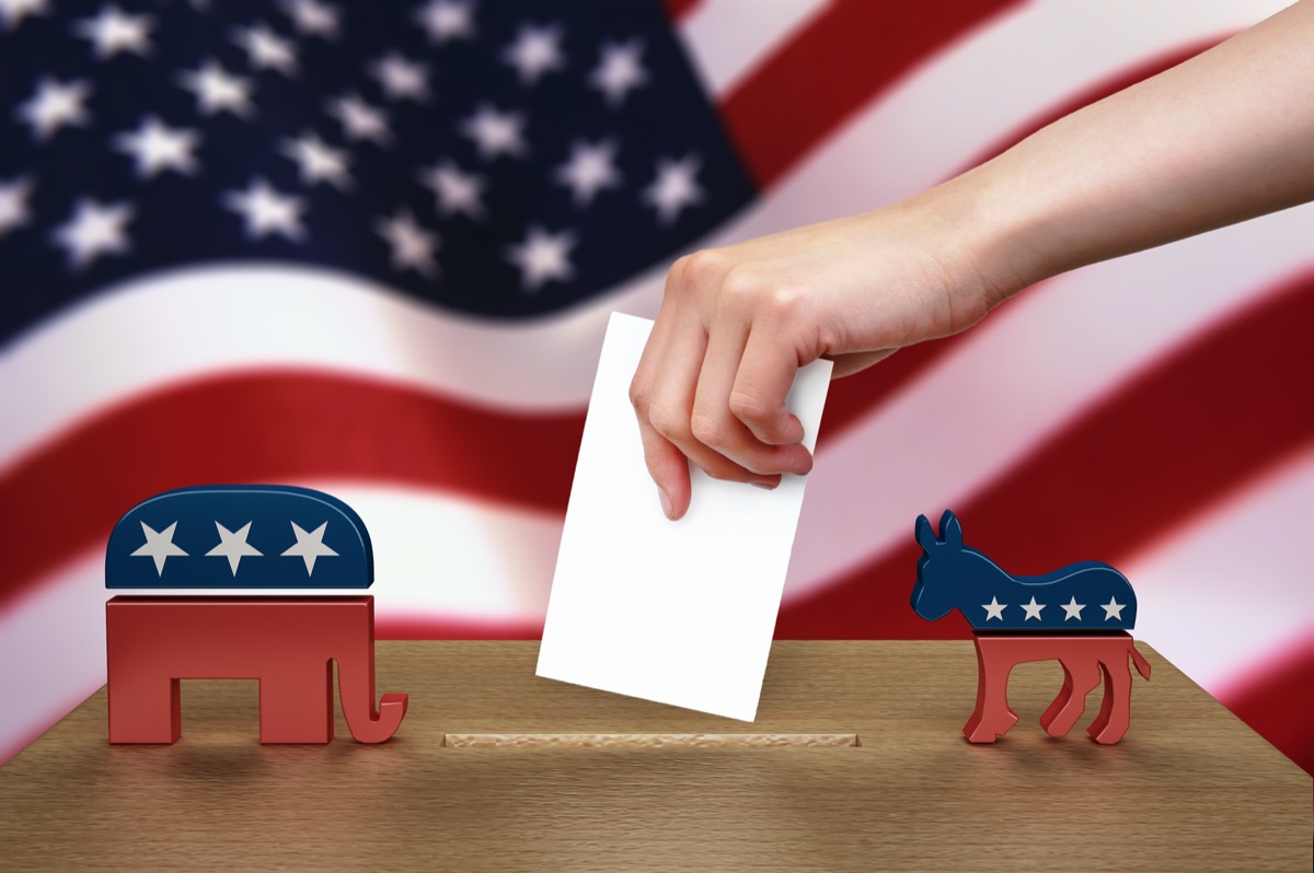 Ballot box with Republican and Democratic party icons